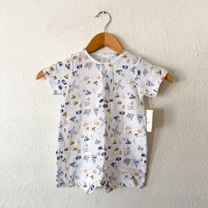 Starting Out Baby Boys Travel Print Cotton Gauze Romper